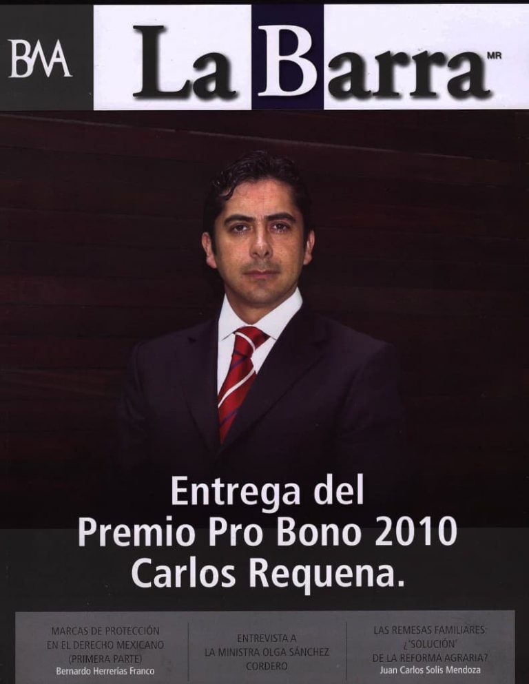 Carlos Requena | Abogado Penalista | Portada Revista La Barra - Premio Pro Bono 2010